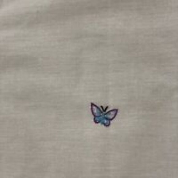 82 X 49 White Embroidered Tablecloth Hummingbirds Butterflies Flowers Purple - Picture 5 of 11